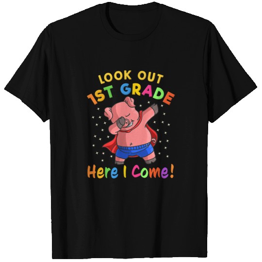 Pig Pet 1st Grade Kids Dab Dance Pig Superhero First Grade School T-Shirts