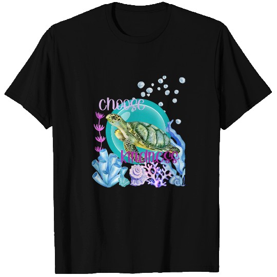 Turtle Pet Swimming Sea Turtle Lover Choose Kindness Watercolor T-Shirts