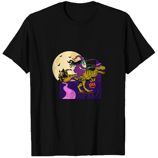 Dinosaur Pet Halloween Witch Dinosaur Trex Lover Trick or Treat Day Party T-Shirts
