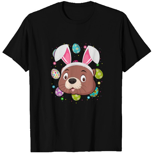 Otter Pet Otters Easter Egg Lover Bunny Ear Sea Otter Face Easter Sunday T-Shirts