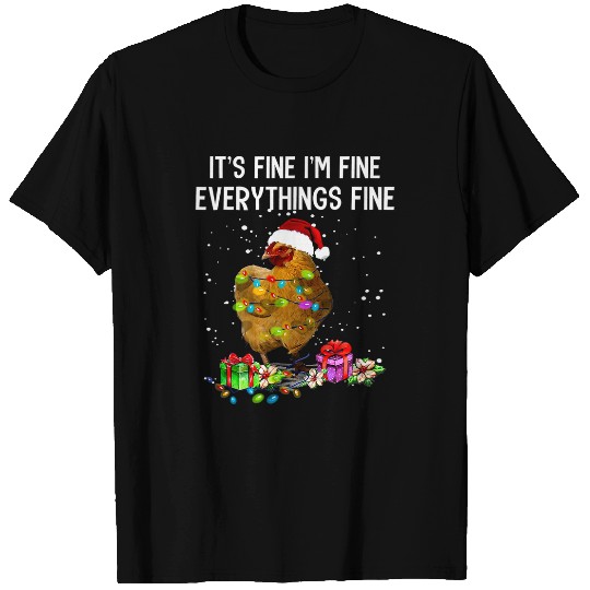Chicken Pet Christmas Lights Im Fine Everything Is Fine T-Shirts