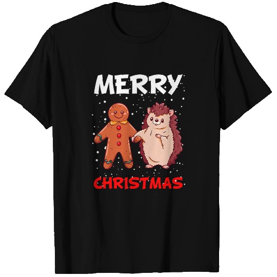 Hedgehog Pet Christmas winter snow couple gingerbread hedgehog T-Shirts
