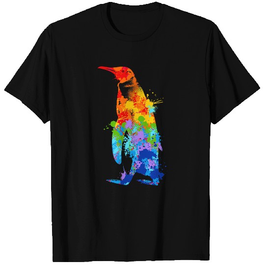Penguin Pet Splash Art Arctic Ice Cream Colourful Animal Motif T-Shirts