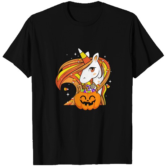Unicorn Pet Cute Pumpkin Candy Corn Unicorn Funny Halloween Girls Women 1 T-Shirts