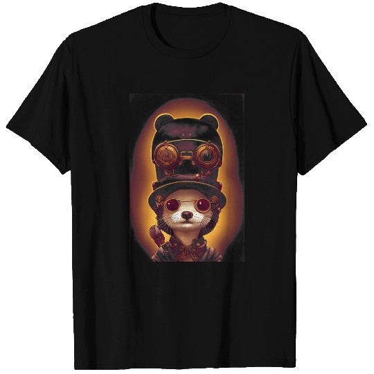 Otter Pet Otters Friendly Smiling Adorable Steampunk Female Otter T-Shirts