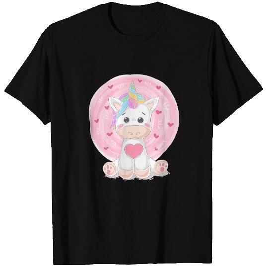 Unicorn Pet Cute Lovely Music Lover Unicorn With Pink Hearts T-Shirts