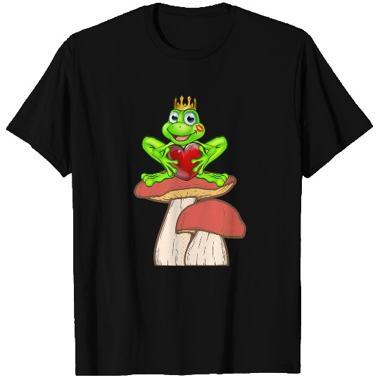 Frog Pet Orange toed tree frog on mushroom funny cute for women T-Shirts