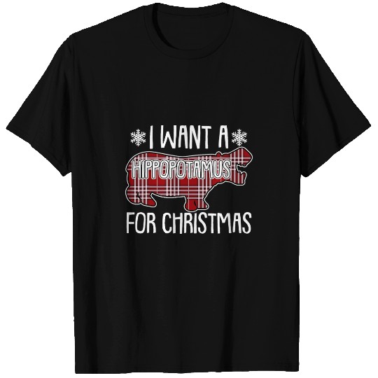 Hippo Pet I Want A Hippopotamus For Christmas Plaid xmass Pajama Kids T-Shirts