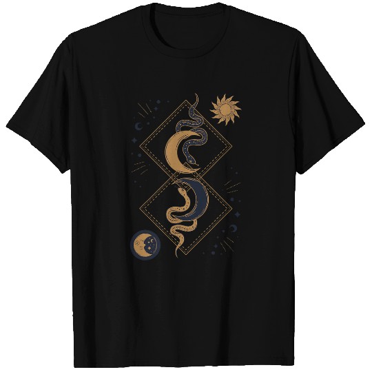 Snake Pet Boho Style moon and sun snake Mystic Alchemy T-Shirts