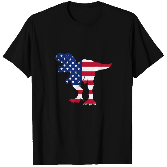 Dinosaur Pet T rexs Dinosaur American Flag USA Patriotic 4th Of July Dino T-Shirts