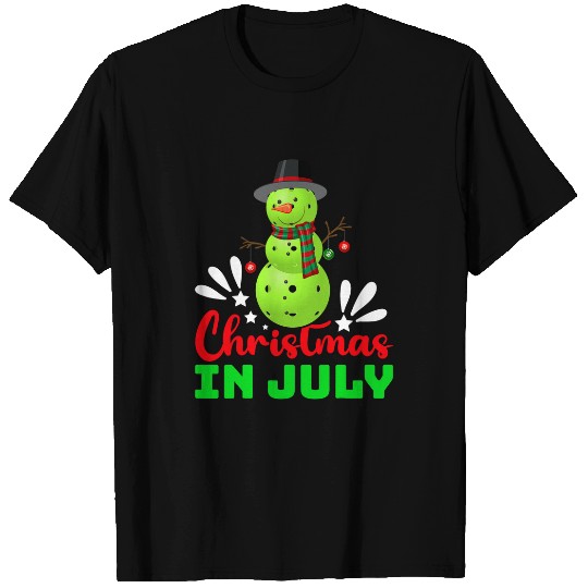 Sport Pickleball Pickleball xmasss Funny Pickleball Snowman Christmas In July T-Shirts