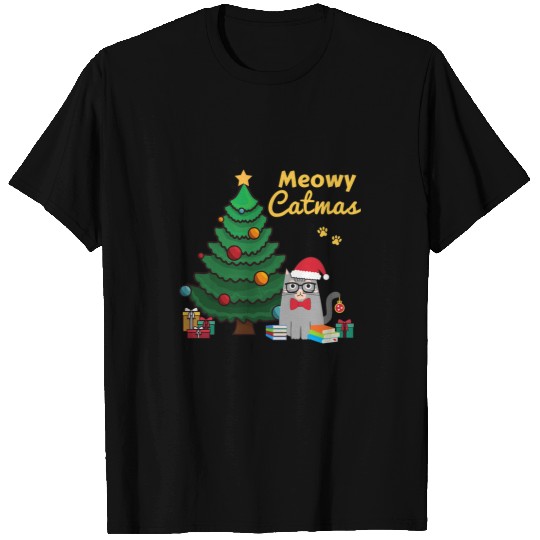 Book Fun Cat Christmas Meowy Catmas Long Sleeve T-Shirts