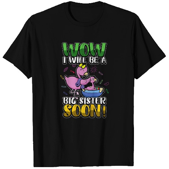 Flamingo Pet Kids Big Sister Flamingo Funny Sibling Reveal Baby Announcement T-Shirts