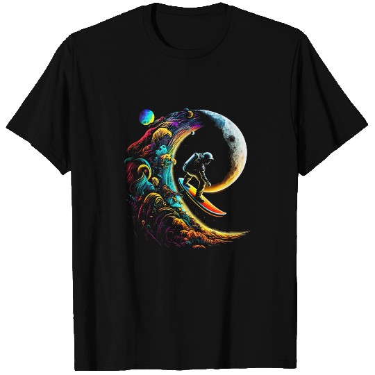 Astronaut Job surfing through space universe galaxy planets moon 3 T-Shirts