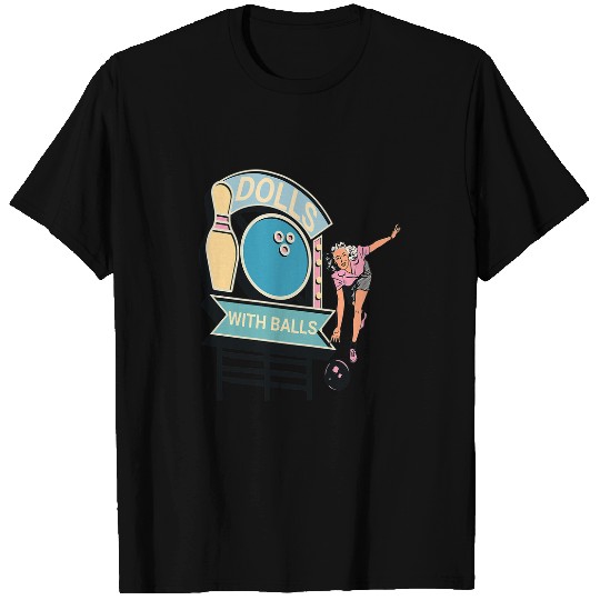Sport Bowling Womens Dolls With Balls vintages 1950s Woman Bowling Retro Style T-Shirts