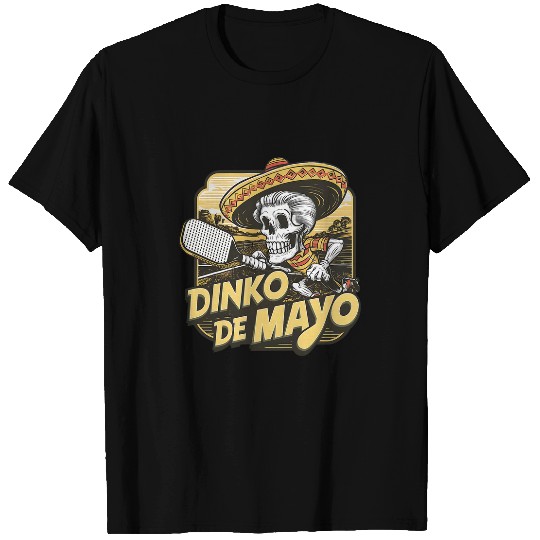 Sport Pickleball Dinko De Mayo Funny Pickleball Cinco De Mayo Skeletons Men T-Shirts
