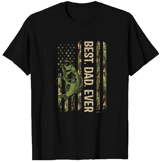 Fishing Fun bests Dad Ever American Flag Camouflage Dad Fishing Camo Fish T-Shirts