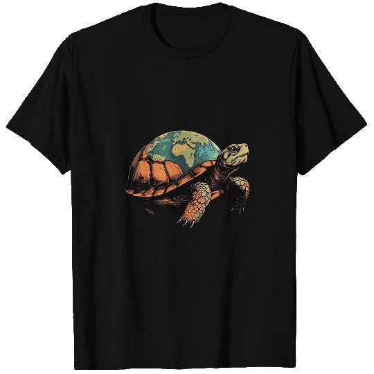 Turtle Pet Earth Map T-Shirts