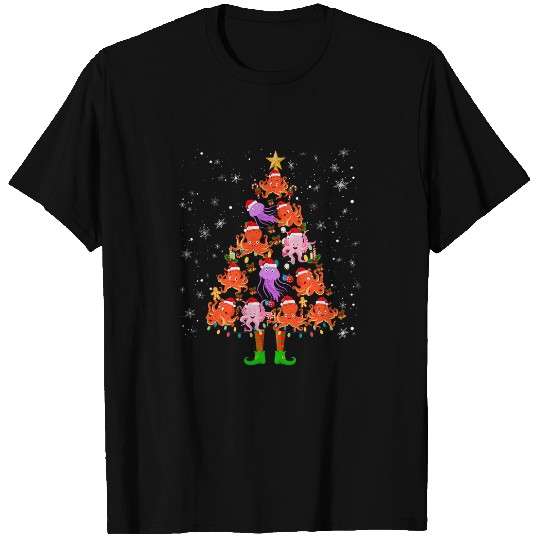 Octopus Pet Christmas Tree Santa Hat Ugly Christmas Sweater T-Shirts