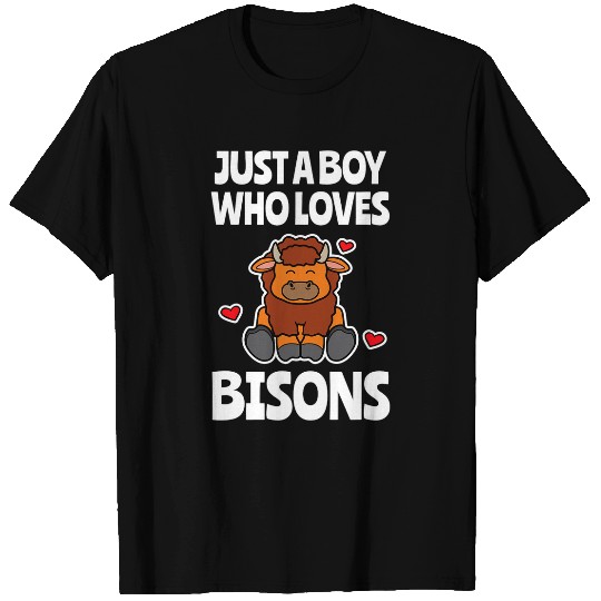 Cow Pet Just A Boy Who Loves Bisons Buffalo Farmer Animal Cow Nature T-Shirts
