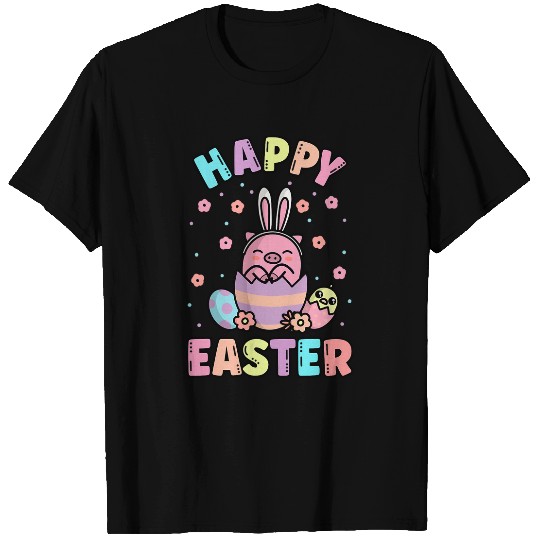 Pig Pet Easter Kawaii Bunny Pig Cute Spring Egg Hunting Kid T-Shirts