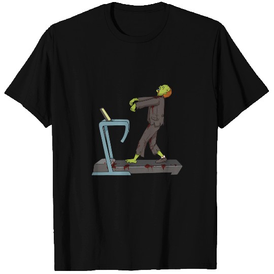 Funny Zombie On A Treadmill Fitness Halloween Runners T-Shirts