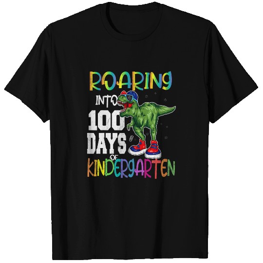 Dinosaur Pet Roaring Into 100 Days Kindergarten Funny T rexs Dinosaur Boy 4 T-Shirts