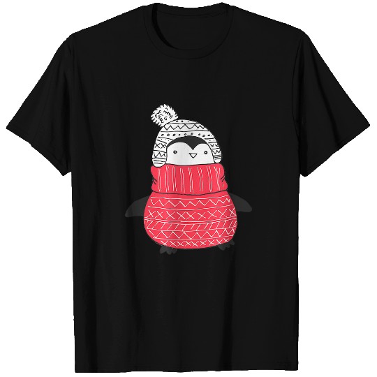 Turtle Pet Penguin Christmas Baby Penguin Red Turtleneck Sweater Winter T-Shirts