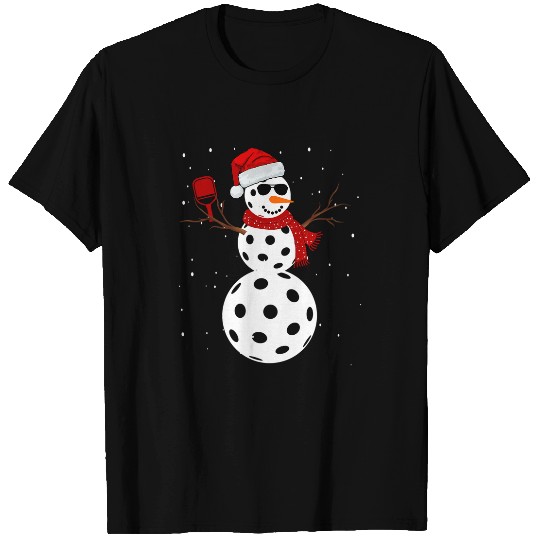 Sport Pickleball Funny Christmas Pickleball Snowman Dink Pickleballer Balls T-Shirts