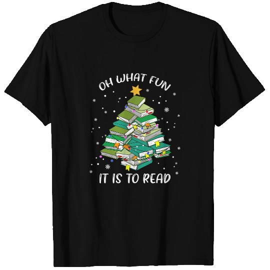 Book Fun oh what fun it is to read christmas tree book men women T-Shirts