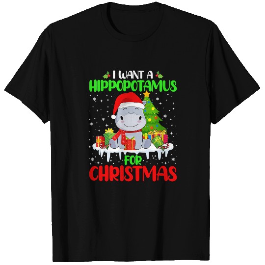 Hippo Pet I Want A Hippopotamus For Christmas xmass Kids Santa Hippo T-Shirts