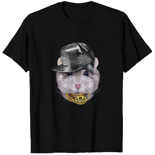 Hamster Pet Grey Dwarf Hamster wearing Hip Hop Rapper Cap T-Shirts