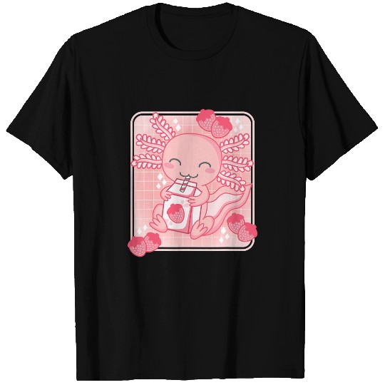 Axolotls Pet Pink Kawaii Aesthetic Axolotls Japanese Strawberry Milk Anime 418 T-Shirts