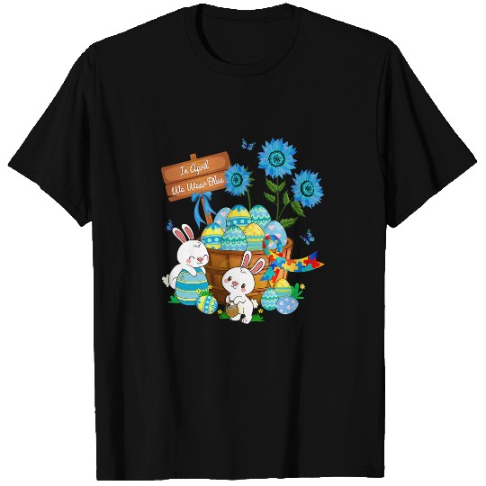 Autism Puzzle Easter In April We Wear Blue Mom Dad Family T-Shirts