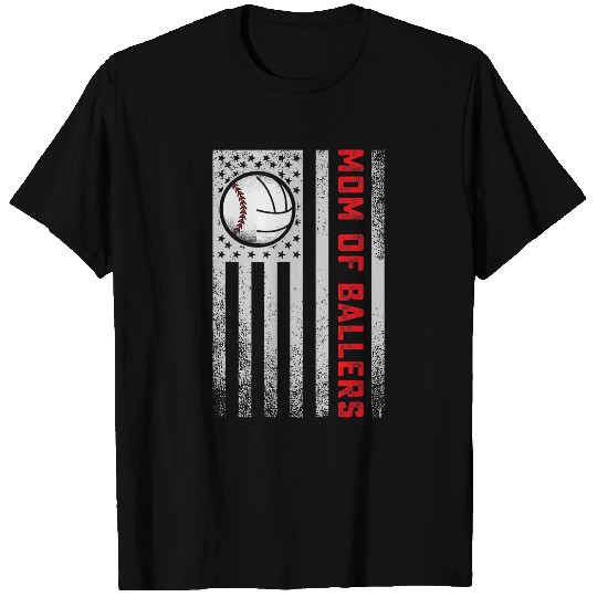 Cute American Flag Mom Volleyball Daughter Baseball Team Son T-Shirts