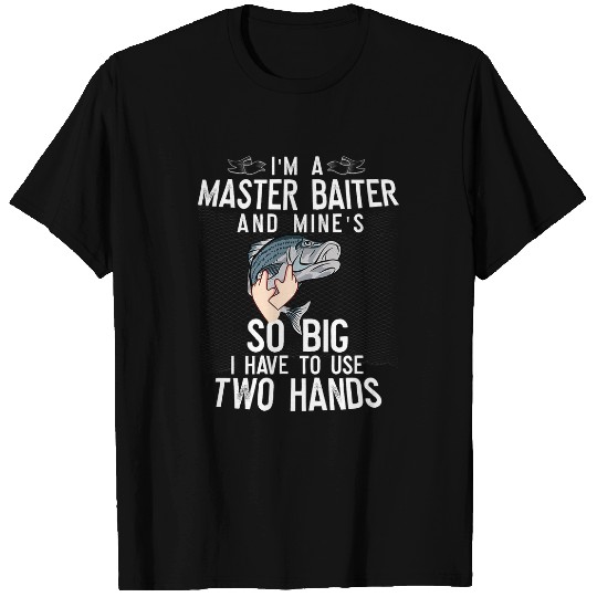 Fishing Fun Mens Master Baiter Funny Fishing Striped Bass for Men T-Shirts