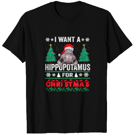 Hippo Pet I Want A Hippopotamus For Christmas xmass Lights Santa Hippo 317 T-Shirts
