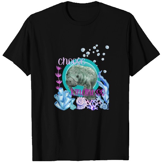 Manatee Pet Choose Kindness Inspirational Watercolor Ocean T-Shirts
