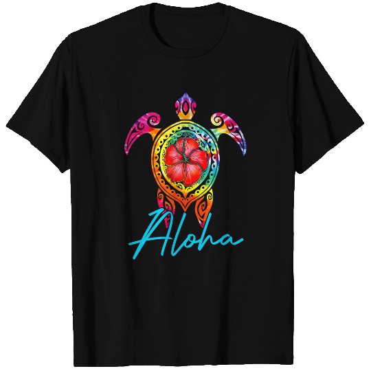 Turtle Pet Hawaiian Tie Dye Sea Turtle Aloha For Family Vacation T-Shirts