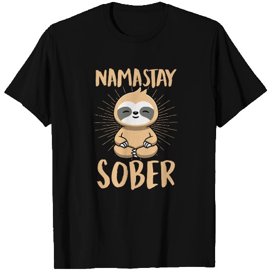 Sloth Pet Namastay Sober Namaste Sober Cute Sobriety Meditating T-Shirts