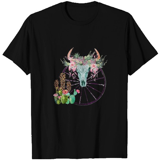 Horse Pet Western Cow Bull Skull Cactus In The Desert Rodeo Horse Girl T-Shirts