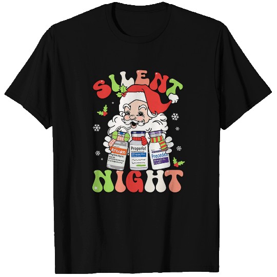 nurses Job Silent Night Christmas nurses Santa Helpers Anesthesiologist T-Shirts