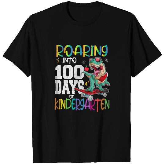 Dinosaur Pet Roaring Into 100 Days Kindergarten Funny T rexs Dinosaur Boy 8 T-Shirts