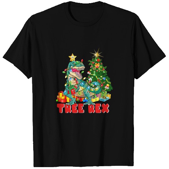 Dinosaur Pet Christmas Tree rexs Pajamas Men Boys xmass Lights T-Shirts