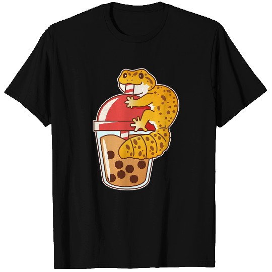Gecko Pet Drinking Boba Bubble Tea T-Shirts