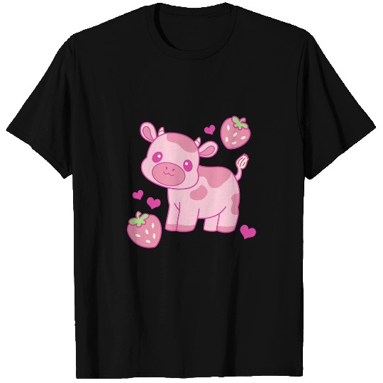 Cow Pet Kawaii Strawberry Milk Cow 2Aesthetic Anime Strawberry Milk T-Shirts