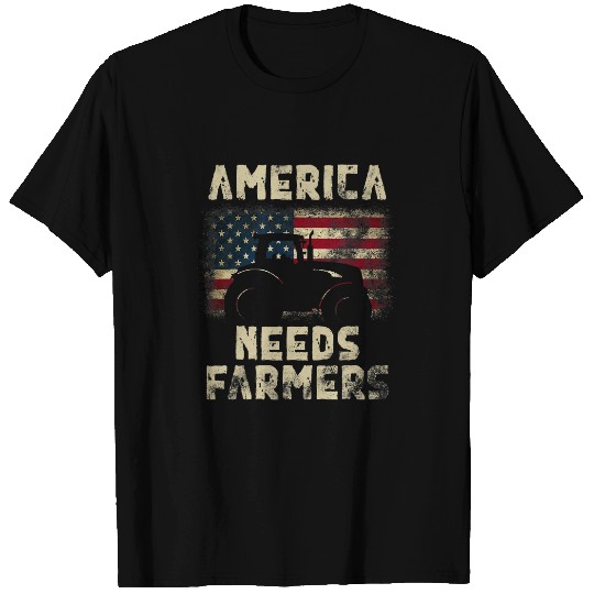 Tractor Fun driving America Needs Farmers Tractor American Flag 8 T-Shirts