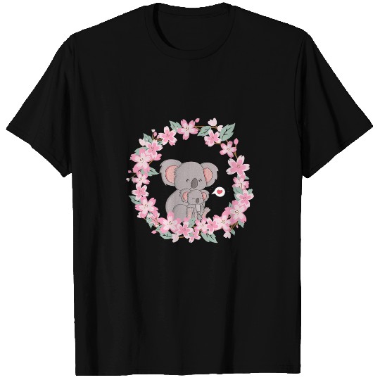 Koala Pet Mom and Baby Koala Flowers Newborn Mothers Day T-Shirts