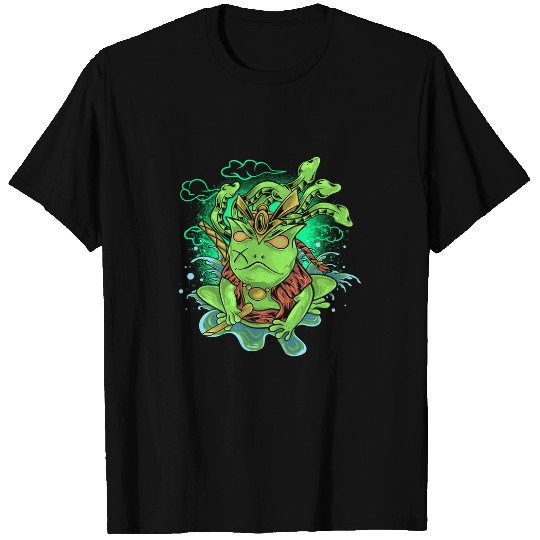 Frog Pet Japanese Green Frog Ninja Samurai Katana swords T-Shirts
