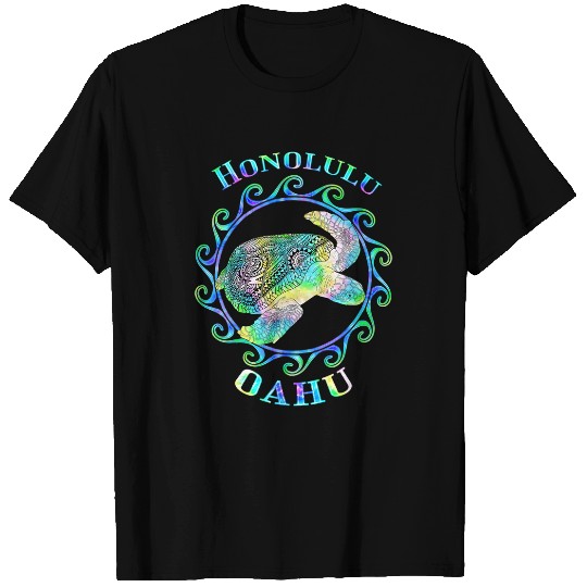 Turtle Pet Honolulu Hawaii Vacation Colorful Tribal T-Shirts
